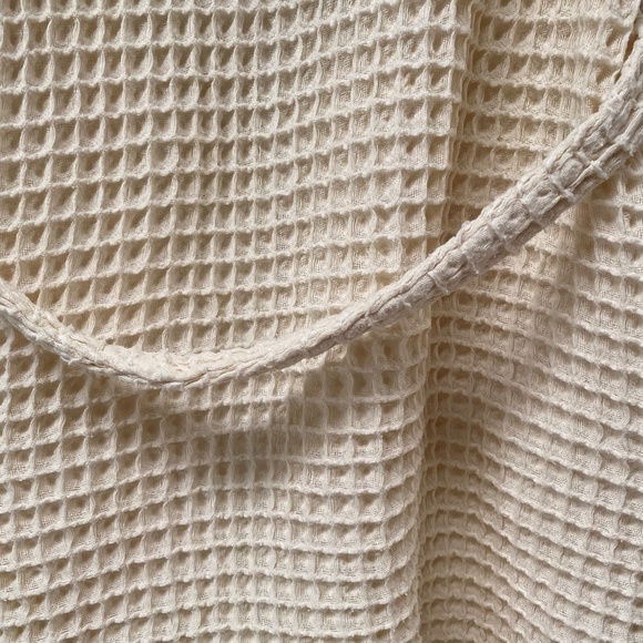 Happy Place Unisex Waffle Bath Robe Sand Organic Knit Belted Pockets Size S - Picture 4 of 12